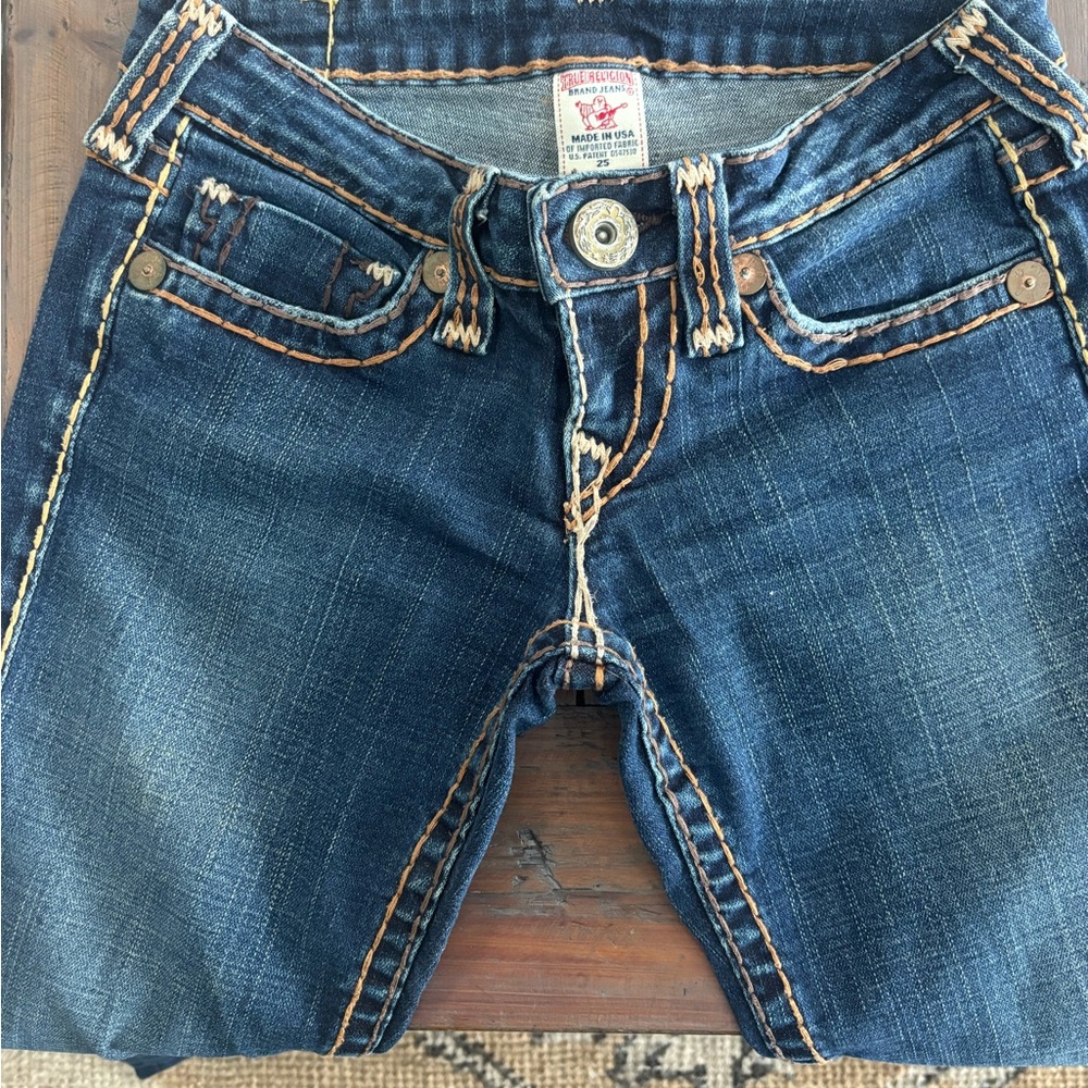 True Religion Blue Jeans with Contrast Stitching
